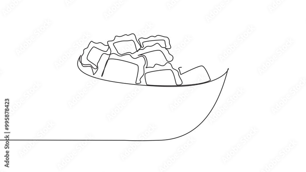 Animated self drawing of single continuous line drawing ravioli in a bowl. Italian dumplings filled with meat, vegetables and cheese. Italian cuisine. National Ravioli Day. Full length animation Animated self drawing of single continuous line drawing ravioli in a bowl. Italian dumplings filled with meat, vegetables and cheese. Italian cuisine. National Ravioli Day. Full length animation