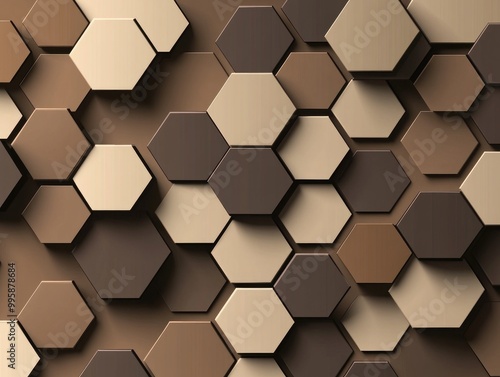 Fantasy hexagons on a brown background 2D cartoon style Suitable for business ideas printing and design presentations photo