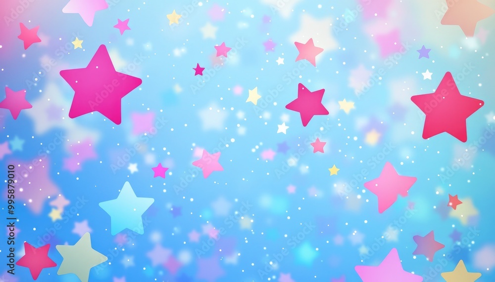 Light blue 2D cartoon background featuring colorful stars Blurred decorative design in a minimalist style ideal for business advertising Light blue 2D cartoon background featuring colorful stars Blurred decorative design in a minimalist style ideal for business advertising