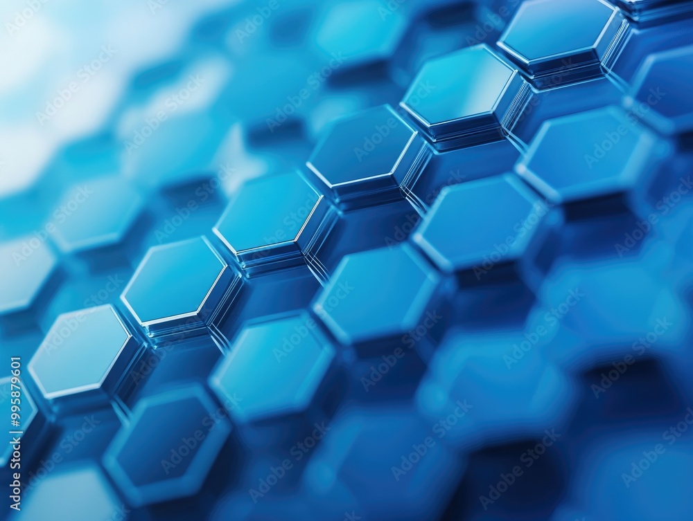 Abstract hexagonal shapes against a blue background Raster image 3D effect Suitable for business concepts printing and design presentations Abstract hexagonal shapes against a blue background Raster image 3D effect Suitable for business concepts printing and design presentations