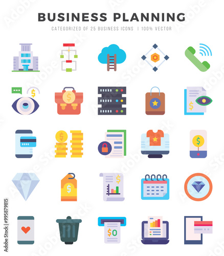 Set of Business Planning Icons. Simple line art style icons pack.for website and mobile site and apps.