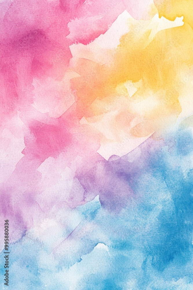 Vibrant abstract watercolor background with soft transitions between pink, yellow, and blue tones. Vibrant abstract watercolor background with soft transitions between pink, yellow, and blue tones.