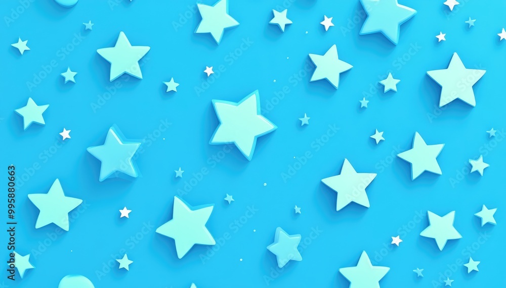 Light blue 2D cartoon design featuring bright colorful stars of various sizes Ideal for use in advertisements posters and banners Light blue 2D cartoon design featuring bright colorful stars of various sizes Ideal for use in advertisements posters and banners