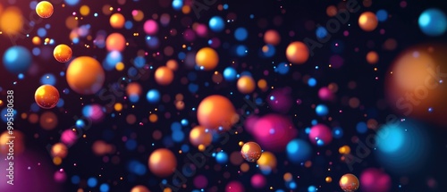 Colorful abstract animation of tiny beads rotating and drifting against a dark backdrop 3D decorative bead visuals