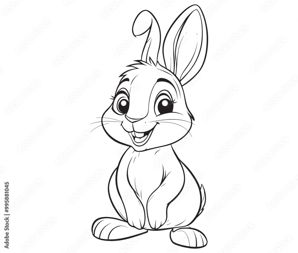 Fototapeta premium Easter bunny rabbit, Sitting rabbit vector, Rabbit outline character