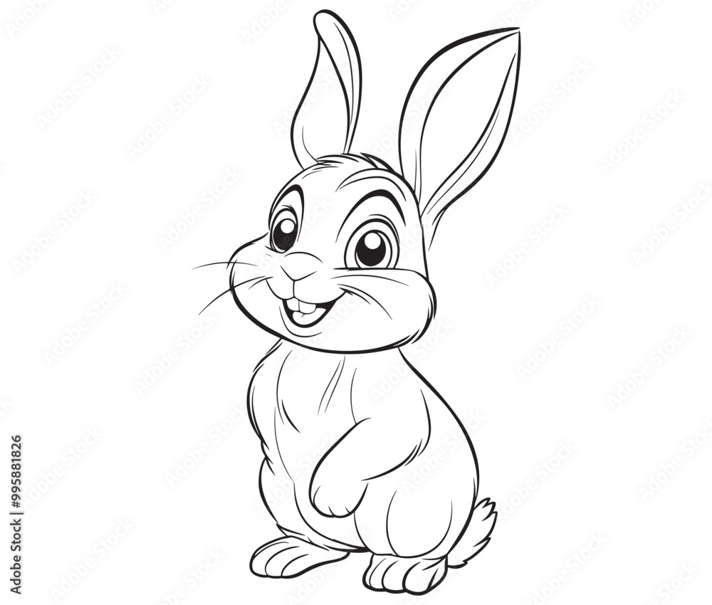 Obraz premium Easter bunny rabbit, Sitting rabbit vector, Rabbit outline character