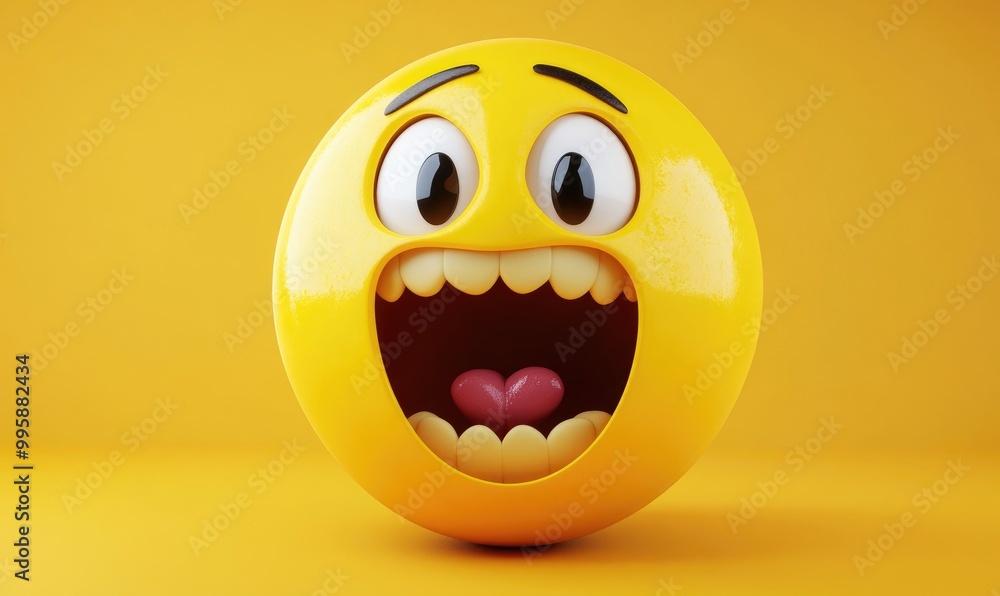 Open mouthed emoji with visible teeth showing an expression of excitement or surprise Yellow round face conveying a sense of craziness and vibrant emotion Open mouthed emoji with visible teeth showing an expression of excitement or surprise Yellow round face conveying a sense of craziness and vibrant emotion