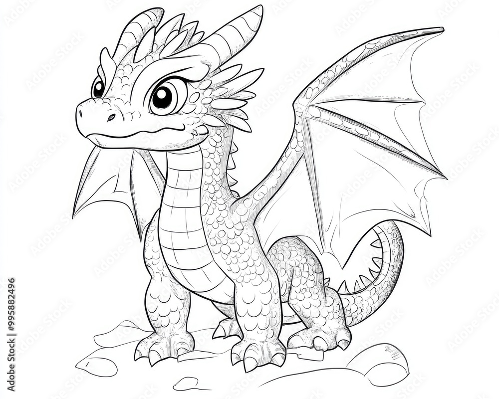 Cute Dragon Coloring Page Outline Illustration Cute Dragon Coloring Page Outline Illustration