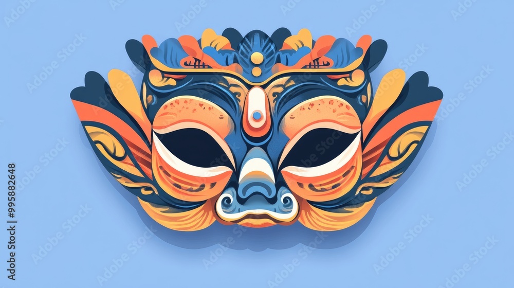 Mask icon illustration in flat style 2D cartoon design featuring a decorative mask Mask icon illustration in flat style 2D cartoon design featuring a decorative mask