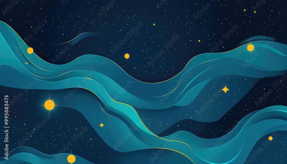 Light blue 2D cartoon cover featuring sparkling astronomical stars Bright illustration with celestial designs on an abstract template ideal for promotional purposes Light blue 2D cartoon cover featuring sparkling astronomical stars Bright illustration with celestial designs on an abstract template ideal for promotional purposes