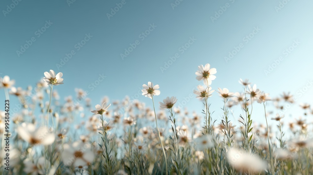 An image showing white daisies in a field under a clear blue sky. The daisies are prominently displayed in the foreground, creating a serene and peaceful atmosphere. An image showing white daisies in a field under a clear blue sky. The daisies are prominently displayed in the foreground, creating a serene and peaceful atmosphere.