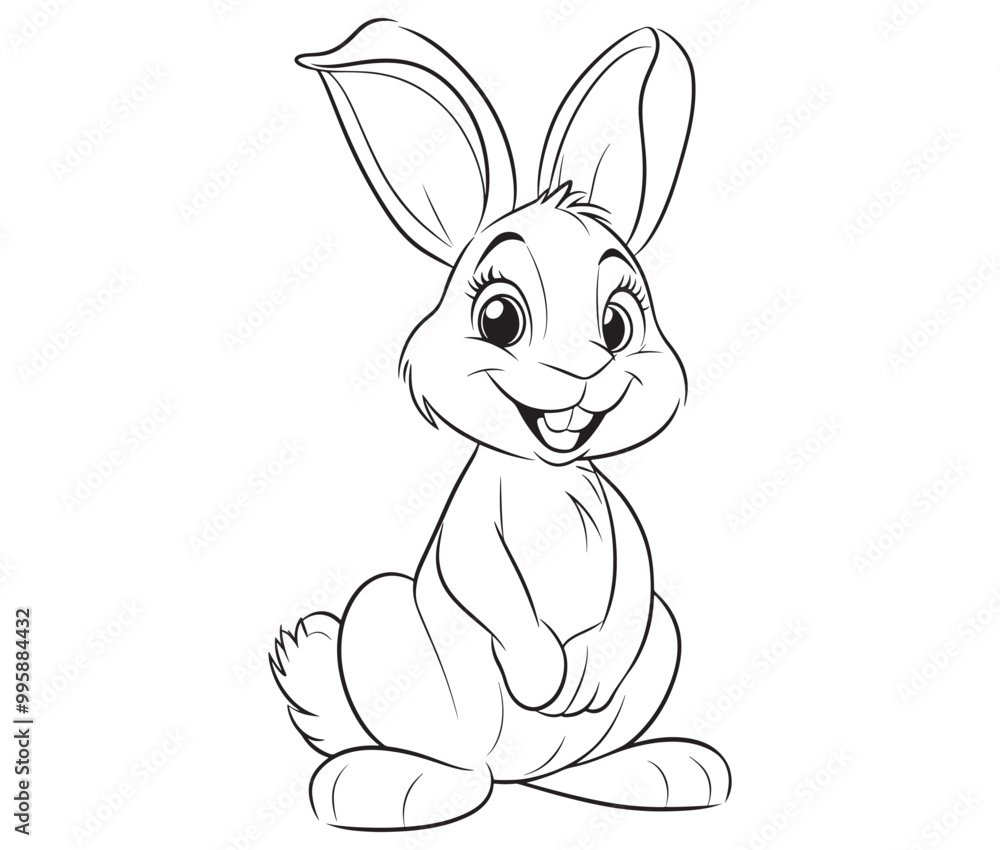 Obraz premium Easter bunny rabbit, Sitting rabbit vector, Rabbit outline character