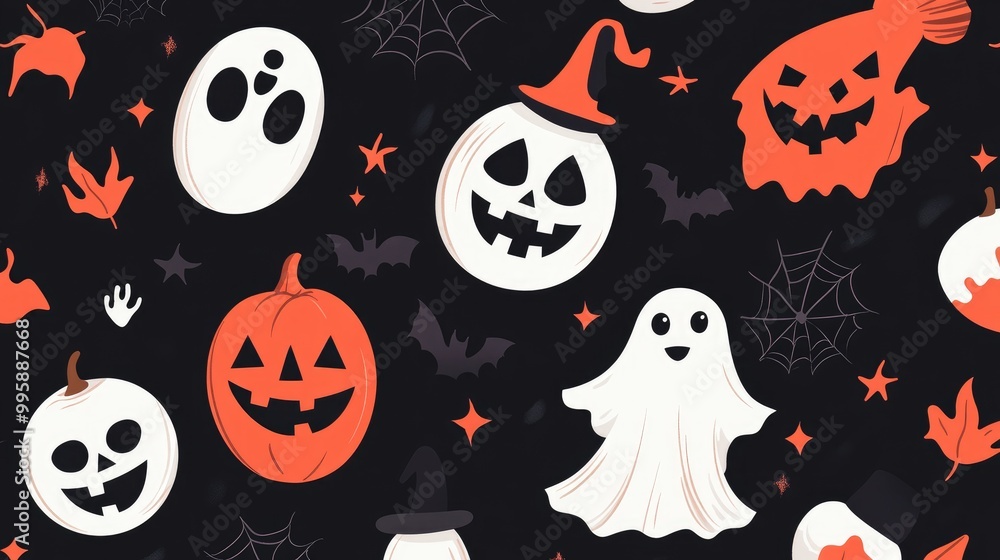 Flat 2D cartoon style Halloween design suitable for flashcards or other creative uses Flat 2D cartoon style Halloween design suitable for flashcards or other creative uses