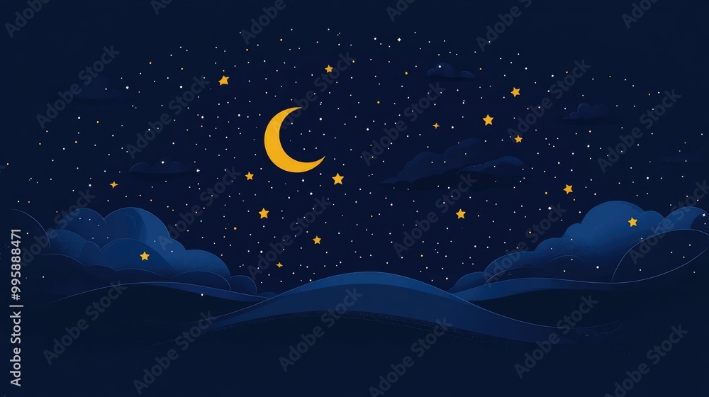 Naklejka premium Stars Night Dotted Line Icon 2D Cartoon Illustration Logo Template Versatile for Various Applications