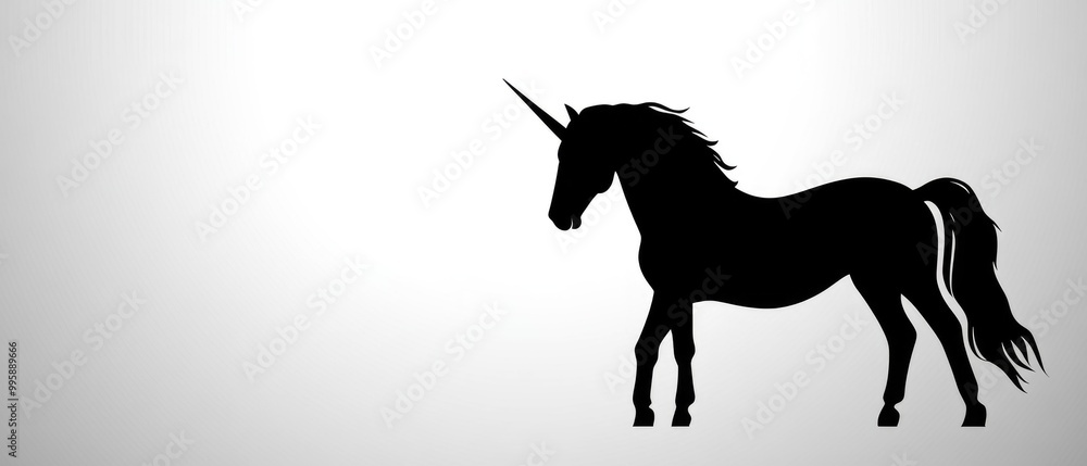 Naklejka premium Silhouette of a mythical unicorn with a horn showcasing a magical horse design