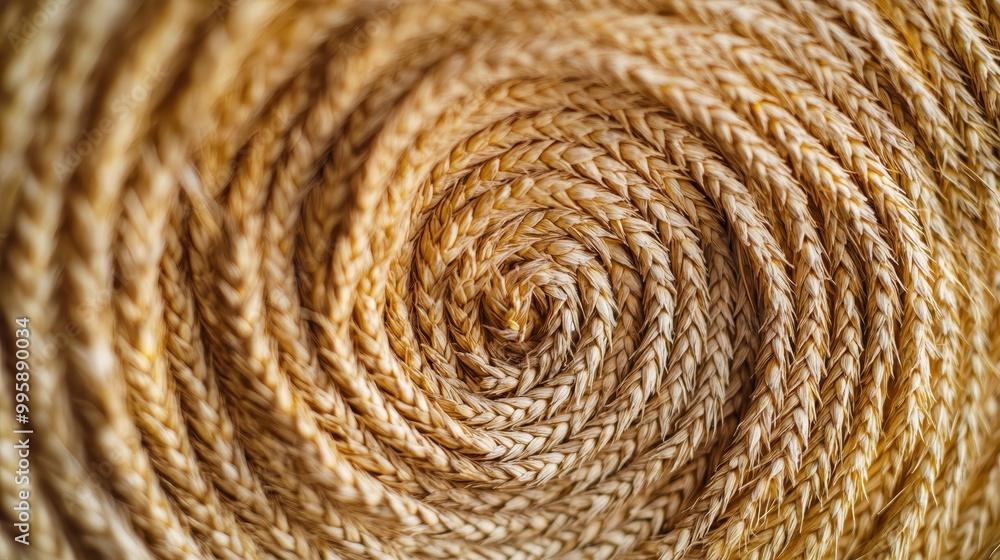 A detailed close-up image of spiraled wheat ears exhibits the unique texture and design found in agricultural landscapes, emphasizing the beauty of crop patterns. A detailed close-up image of spiraled wheat ears exhibits the unique texture and design found in agricultural landscapes, emphasizing the beauty of crop patterns.