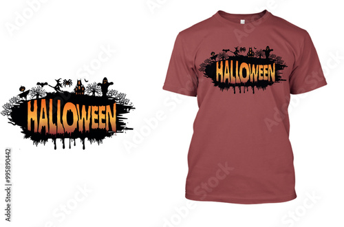 Halloween Scary T Shirt Design Template for Happay Halloween