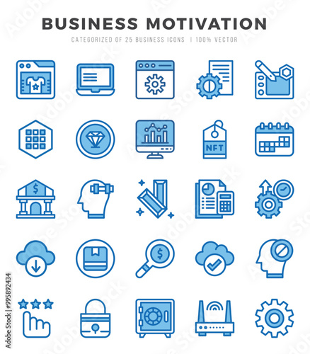 Business Motivation Icons bundle. Two Color style Icons. Vector illustration.