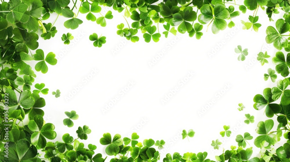Falling Leaves Frame. Green Shamrock Border with Clover Leaf Wallpaper for St. Patrick's Day Falling Leaves Frame. Green Shamrock Border with Clover Leaf Wallpaper for St. Patrick's Day