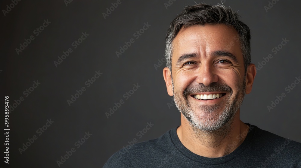 A middle-aged man smiles at the camera. A middle-aged man smiles at the camera.