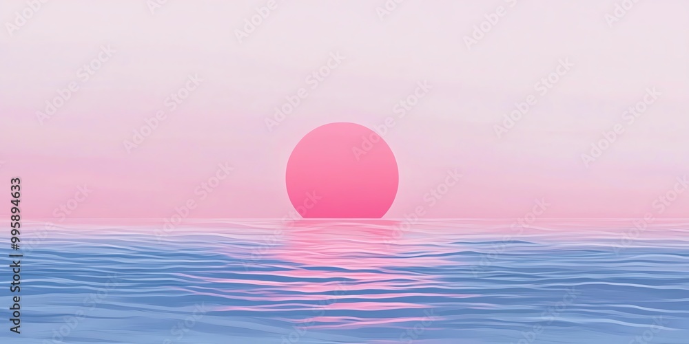 A serene pink sunrise over calm blue water, reflecting gentle hues of dawn. Peaceful seascape photo perfect for tranquil and relaxing themes. A serene pink sunrise over calm blue water, reflecting gentle hues of dawn. Peaceful seascape photo perfect for tranquil and relaxing themes.