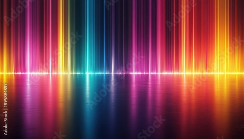 Colorful spectrum background with neon light stripes. Abstract motion blurred rainbow color gradient