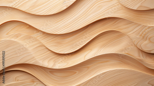 Abstract wooden background with flowing, wavy patterns.  Natural wood grain texture.  Modern, minimalist design. photo