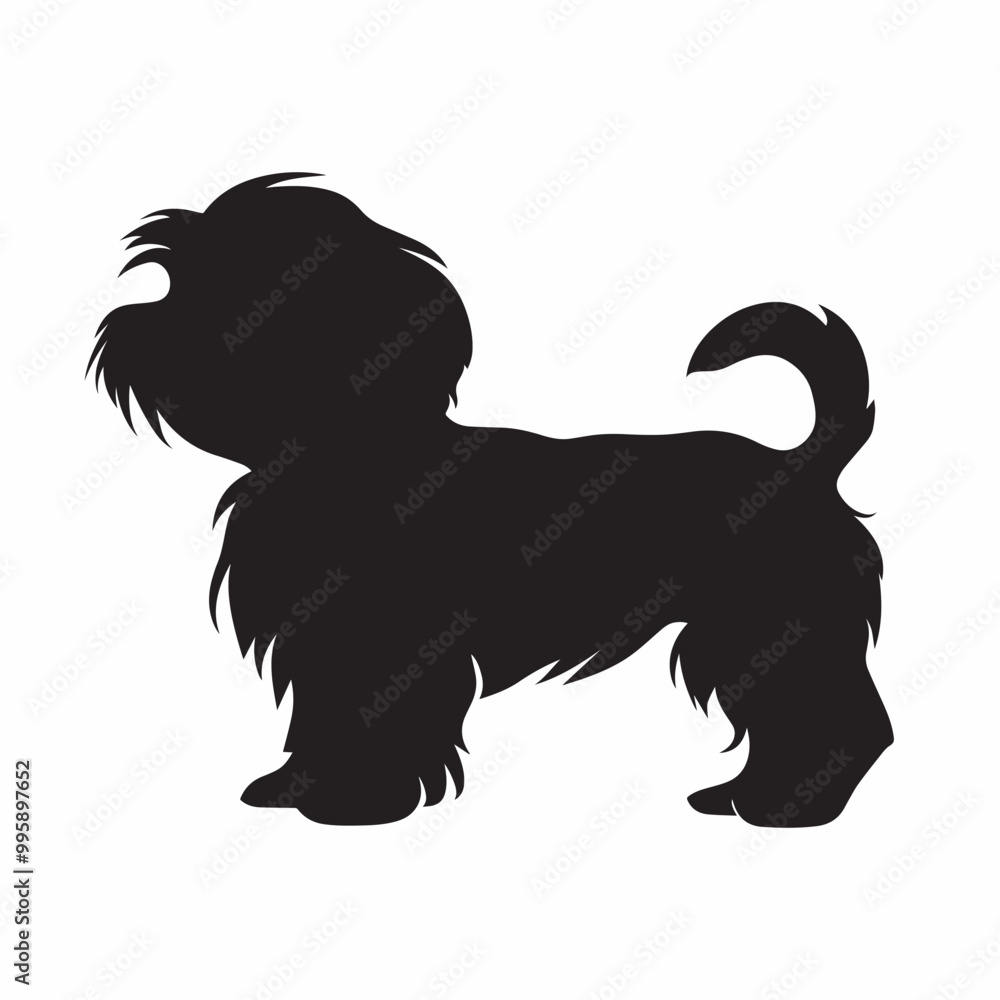 Havanese dog standing silhouette Design, Dog Vector illustration in black and white
Havanese dog standing silhouette Design, Dog Vector illustration in black and white