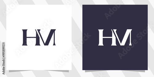 letter mh hm logo design vector