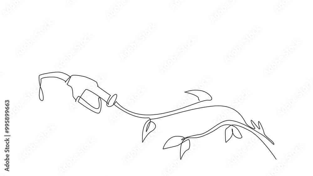 Animation of single one line drawing the hose with petrol dripping from the nozzle tip coming out of a tree branch. Same good quality. National Biodiesel Day. Self drawing animated. Full length motion Animation of single one line drawing the hose with petrol dripping from the nozzle tip coming out of a tree branch. Same good quality. National Biodiesel Day. Self drawing animated. Full length motion