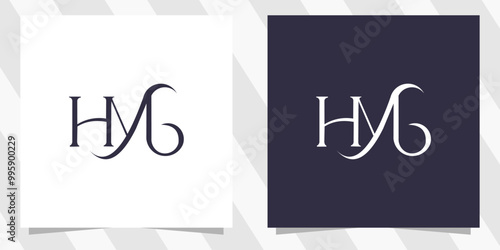 letter mh hm logo design vector