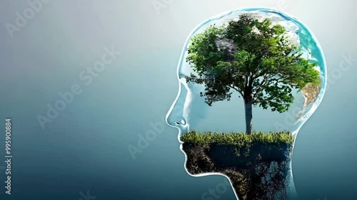 Concept of green thinking sustainable mentality and global awareness of nature's care.