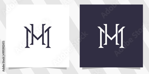 letter mh hm logo design vector