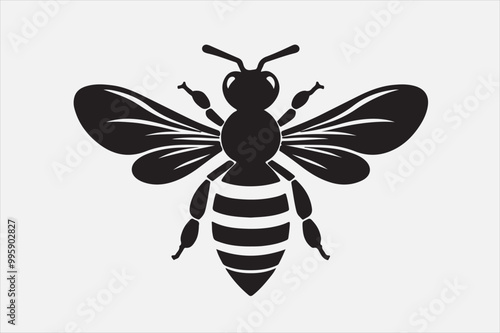 A beautiful flying Bee silhouette vector icon.