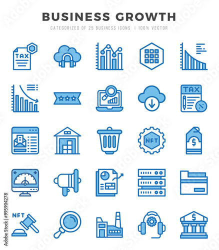 Business Growth icons set for website and mobile site and apps.