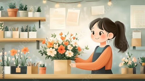 a female teacher standing in her classroom, holding a beautiful bouquet of colorful flowers, symbolizing appreciation and gratitude. world teachers’ day