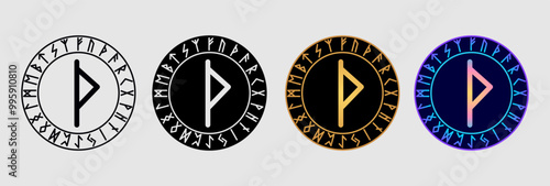 Scandinavian rune Thurisaz  in different design variations.