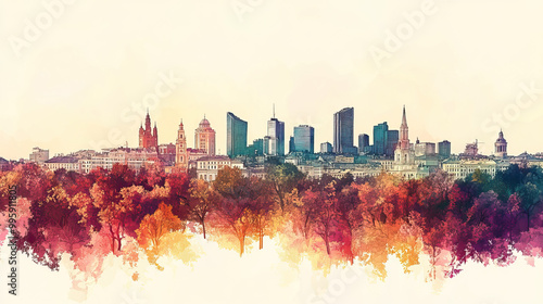 Vilnius, color pen pencil hand-drawn effect drawing illustration for travel poster, card, wallpaper, backdrop or banner. Modern, clear, artistic and simple