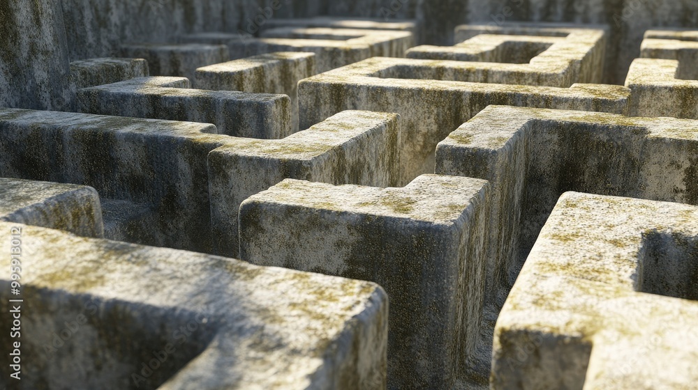 A close-up view of a complex stone maze, showcasing texture and intricate pathways that evoke a sense of mystery. A close-up view of a complex stone maze, showcasing texture and intricate pathways that evoke a sense of mystery.