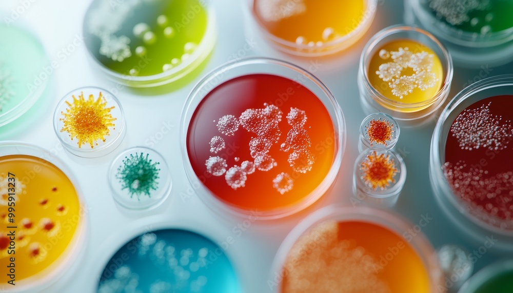 A time-lapse sequence of bacterial growth in various petri dishes A time-lapse sequence of bacterial growth in various petri dishes