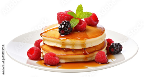 PNG Pancakes raspberry berries fruit. photo