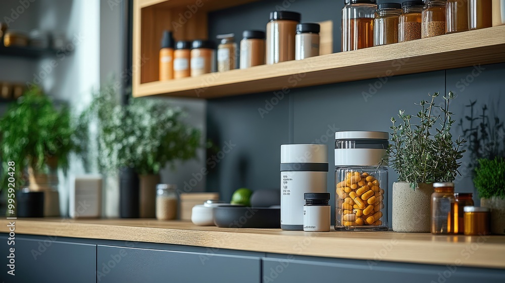 Cozy Kitchen Counter with Organized Culinary Space Cozy Kitchen Counter with Organized Culinary Space