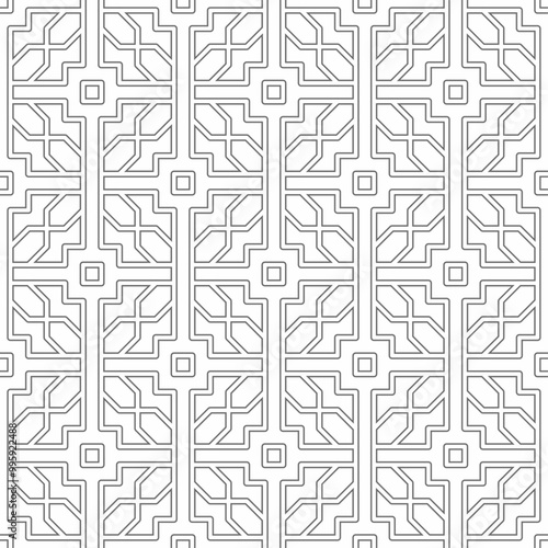 seamless patternSeamless geometric pattern consisting of intertwined straight lines and square shapes. Suitable for various creative projects or decorative elements. photo