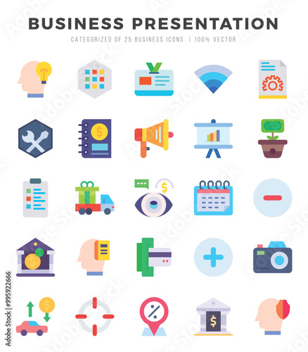 Business Presentation Icon Pack 25 Vector Symbols for Web Design.