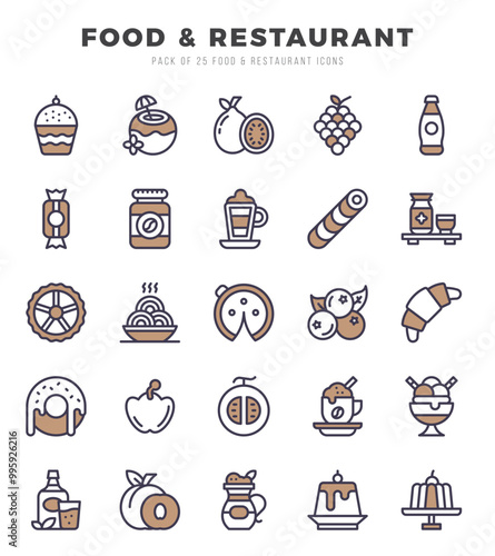 Set of Food and Restaurant icons. Vector Illustration.