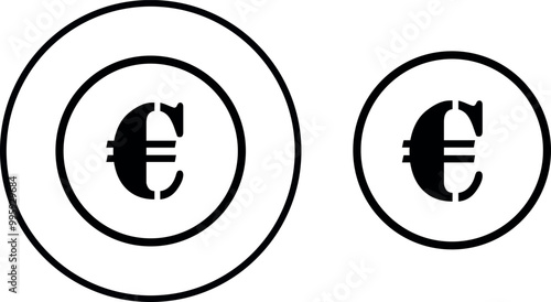 The euro coin icon.The coin icon. Vector icons of euro coins are highlighted on a transparent background. Web design, infographics.