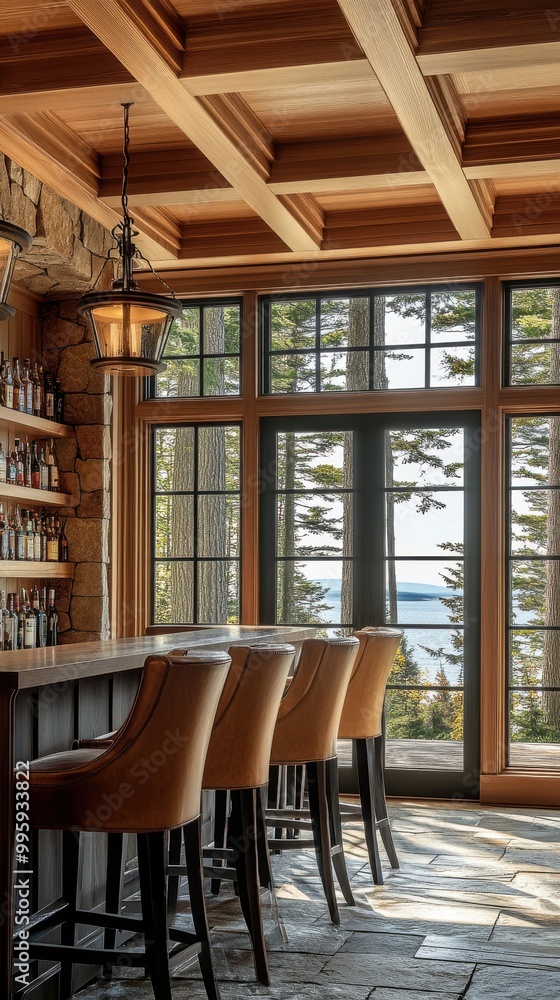 Rustic Bar & Restaurant Interior with Stone Fireplace and Wooden Beams Rustic Bar & Restaurant Interior with Stone Fireplace and Wooden Beams