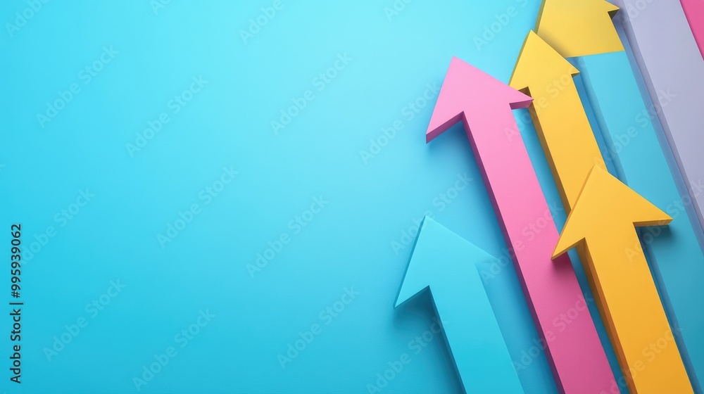 Bright arrows trending upward on a clean background, highlighting success with space for customization. Bright arrows trending upward on a clean background, highlighting success with space for customization.