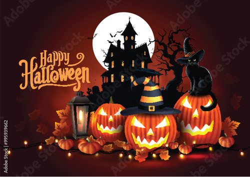 happy Halloween poster, flyer, banner creative design. abstract  vector illustration design photo