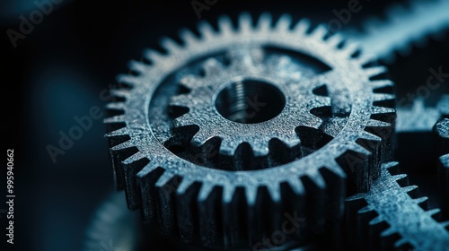 Close-up of a single mechanical gear, symbolizing process management and productivity in industrial and manufacturing settings